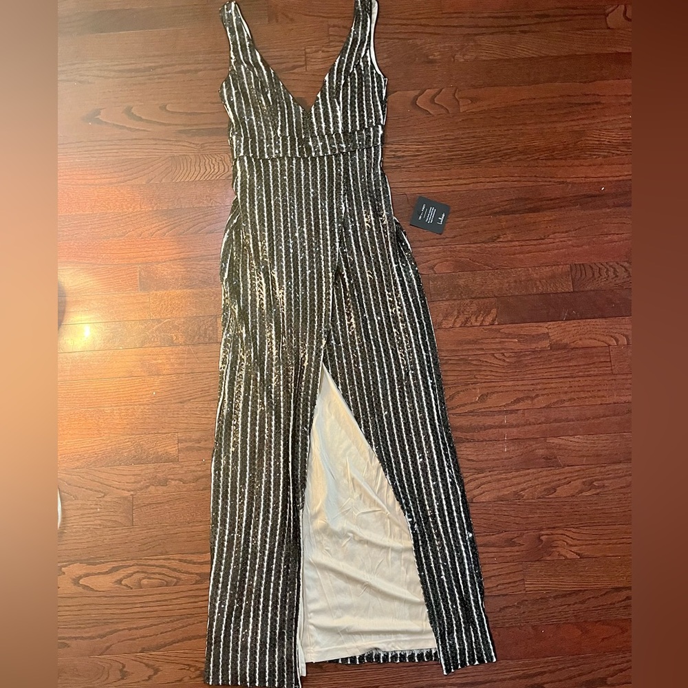 Elegant Black Sequin Sleeveless Maxi Dress - Picture 6 of 6
